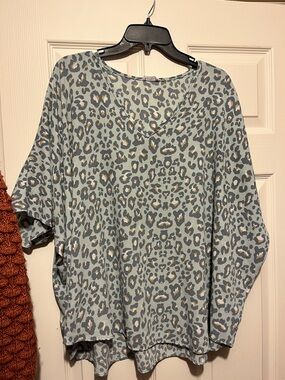 Adrienne Leopard Print Oversized Blouse - Size M